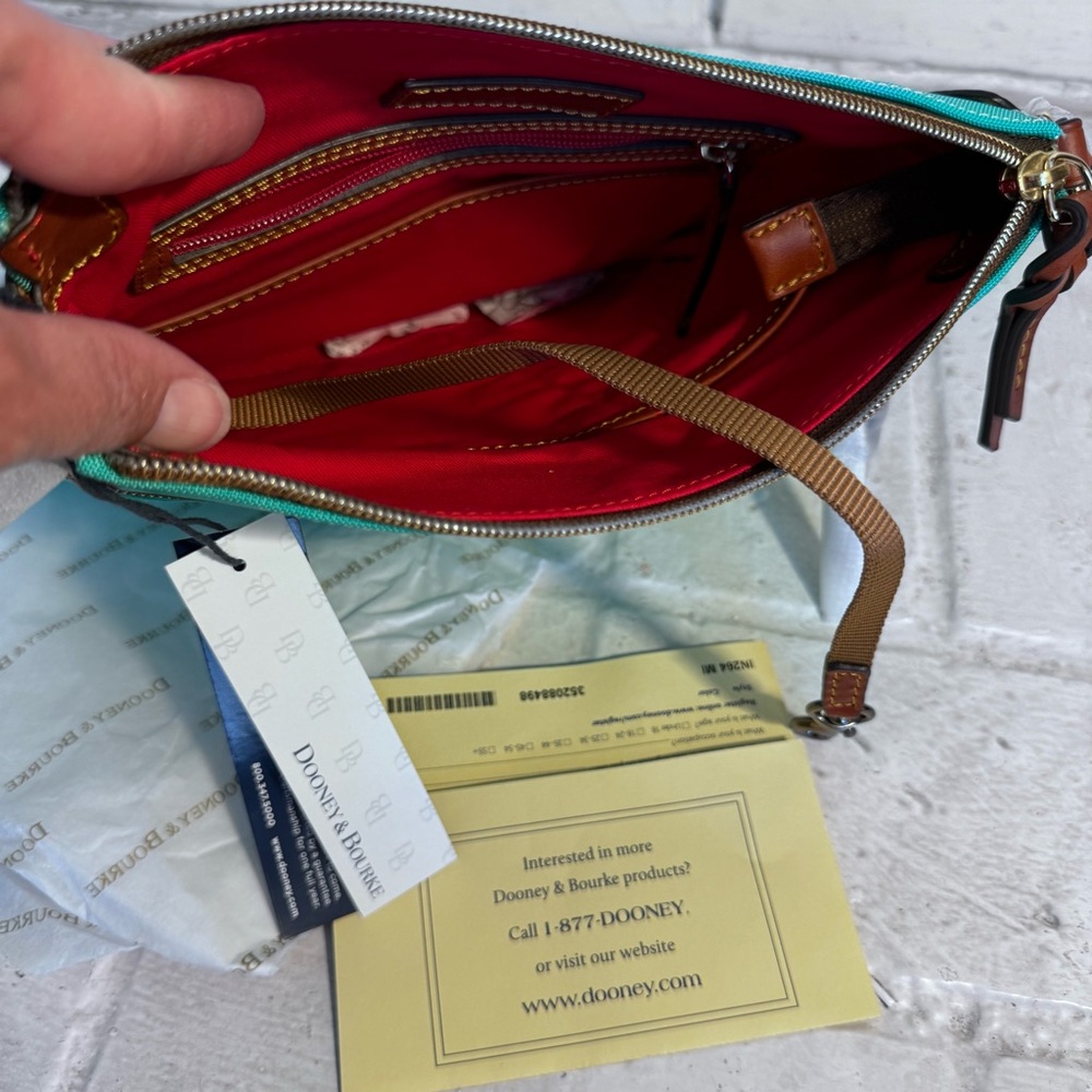 NWT Dooney & Bourke Nylon Crossbody with Leather Strap - Mint Color - Picture 13 of 16